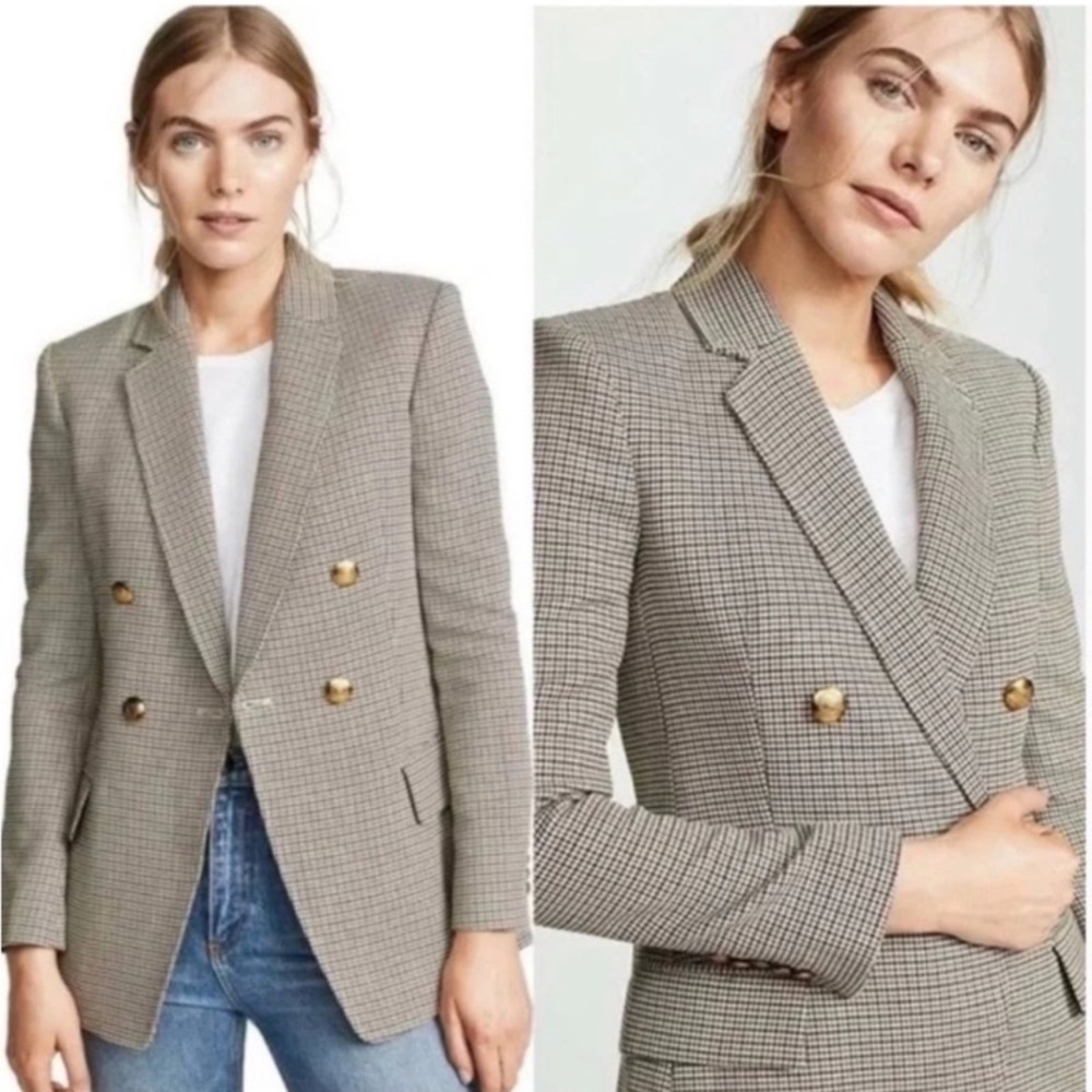 A.L.C. SEDGWICK HOUNDSTOOTH DOUBLE BREASTED BLAZER JACKET SIZE 12